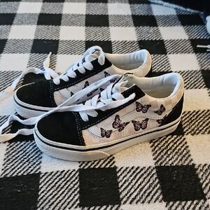 Vans Kids Black and White Butterfly Sneakers